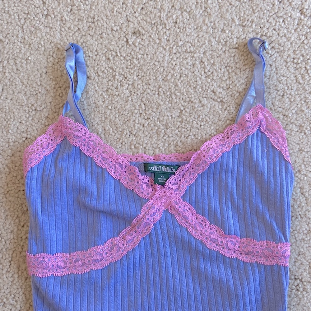 lace pink and purple tank